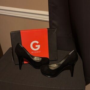 G by Guess Black Suede Platform Pumps